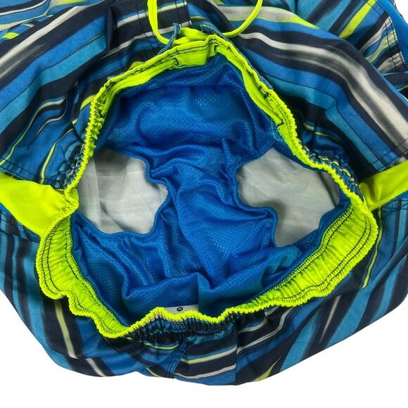 Nike Swim Trunks Neon Stripe Lined Shorts Pockets Mesh Men's Medium‎ Beach Pool - Picture 10 of 10
